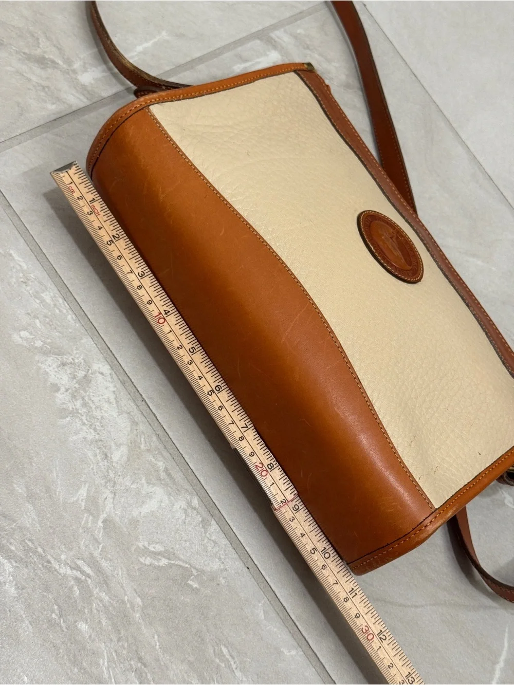 Dooney & Bourke Cream and Brown Leather Crossbody Shoulder Bag